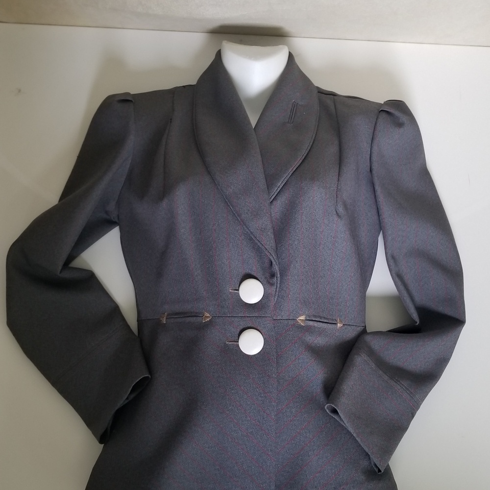 Blazer jacket 1940s tailored style  in blue grey